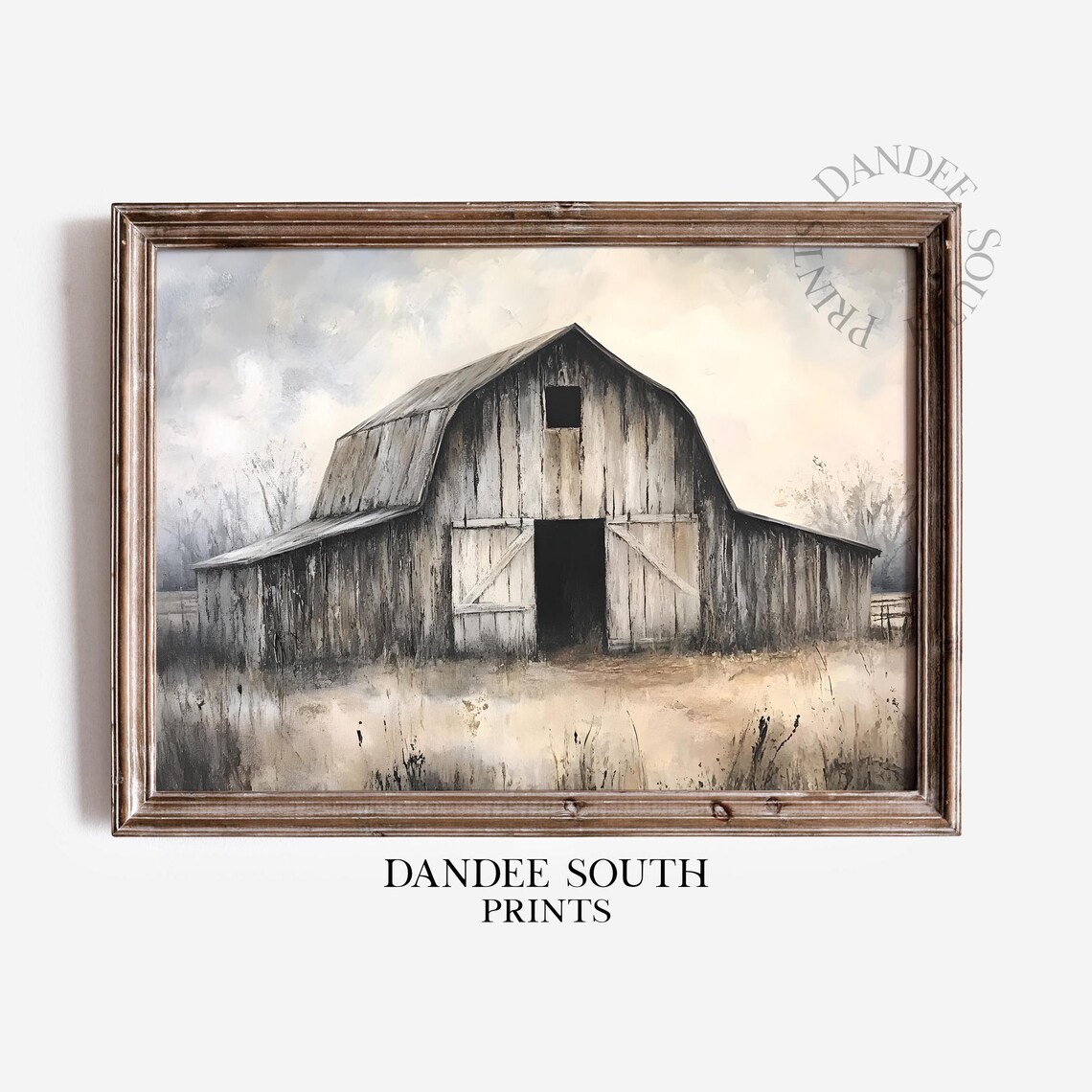 Rustic Barn Art Print, Vintage Countryside Landscape