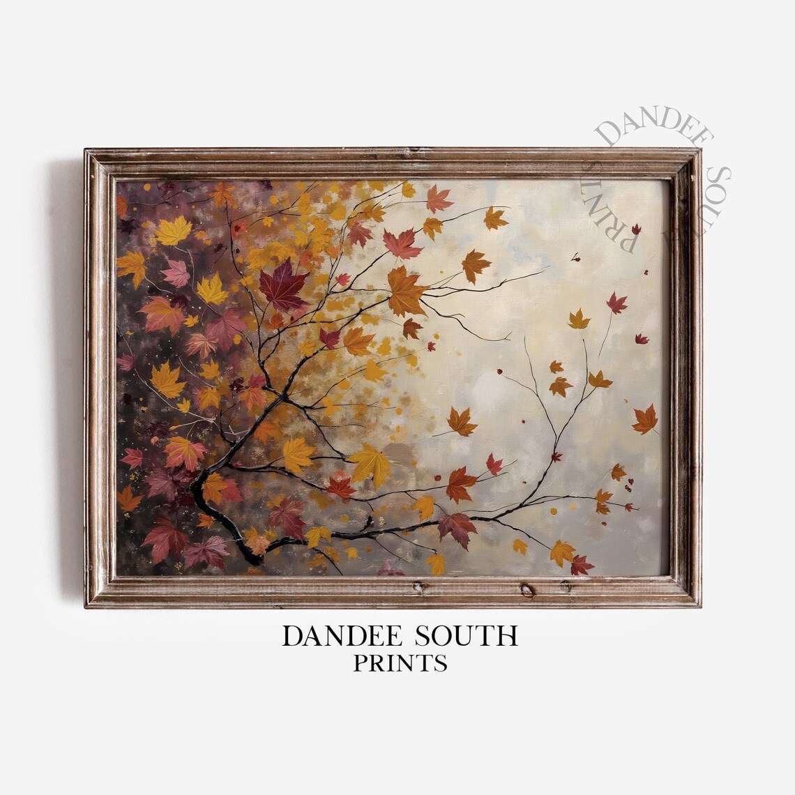 Fall Leaves Art Print, Rustic Vintage Farmhouse