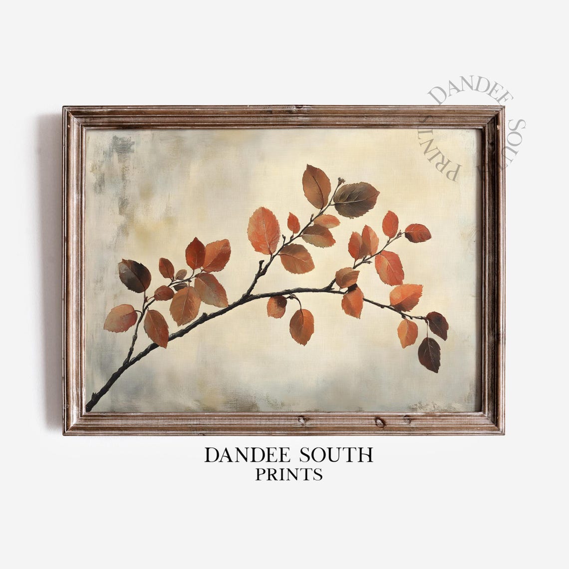 Rustic Fall Branch With Leaves Wall Art Vintage Autumn Farmhouse Decor Thanksgiving Print 568