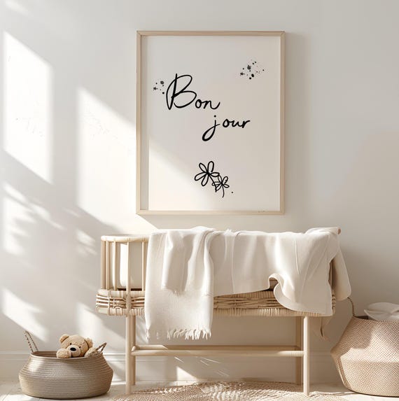 Bon Jour Paris Artwork Nursery Art French Cafe Wall Print Theme Decor Inspired