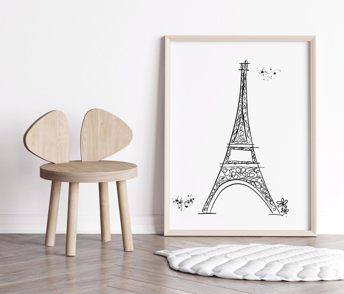 French Cafe Wall Art Paris Nursery Print Theme Decor Inspired Eiffel Tower - Image 2