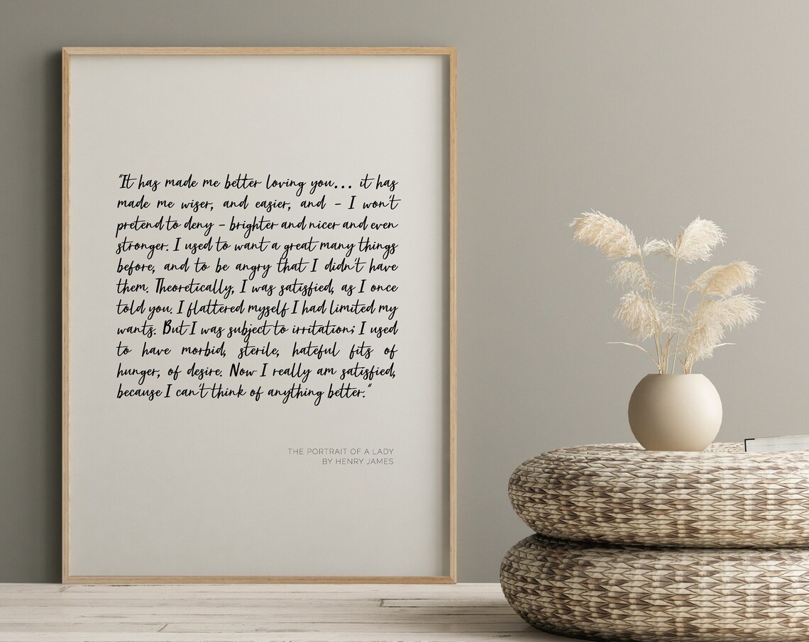 Portrait Of A Lady Henry James Romantic Love Quote Art Poster