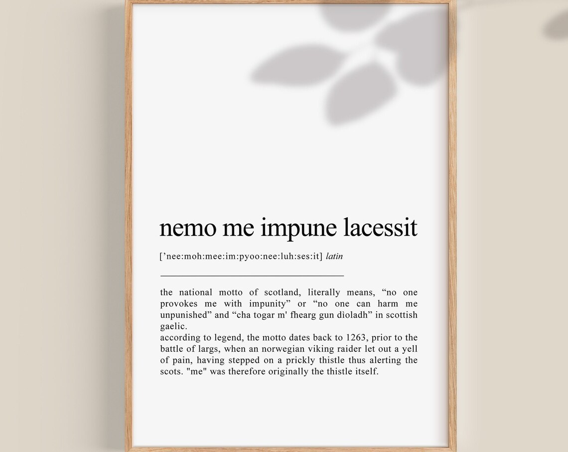 Nemo Me Impune Lacessit Scotland Motto Latin Quote Wall Decor Poster