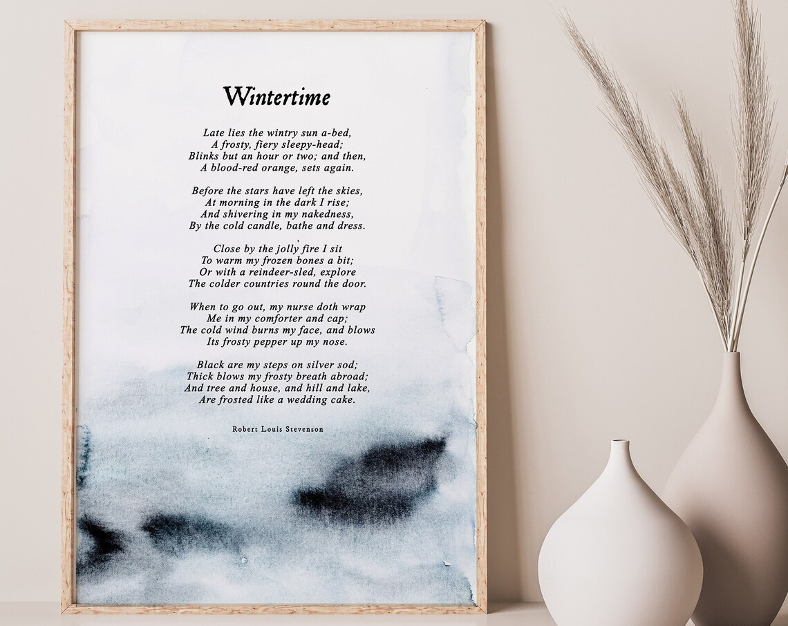 Wintertime Robert Louis Stevenson Poem Winter Poetry Christmas Poster - Image 2