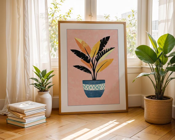 Tropical Potted Plant Boho Botanical Art Print