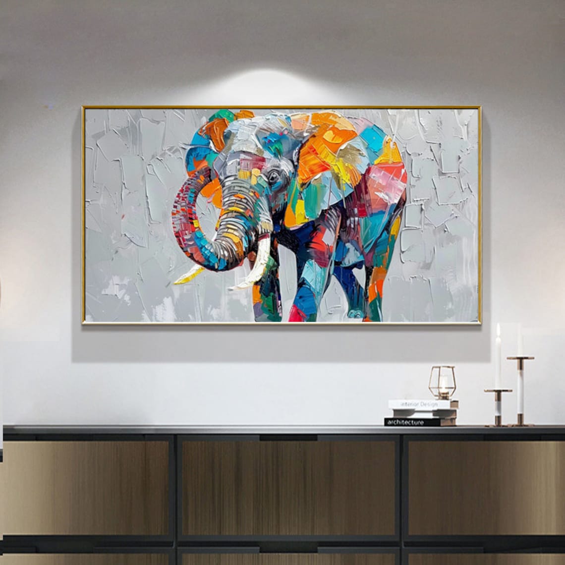 Abstract Colorful Elephant Palette Knife Art Print - Image 6