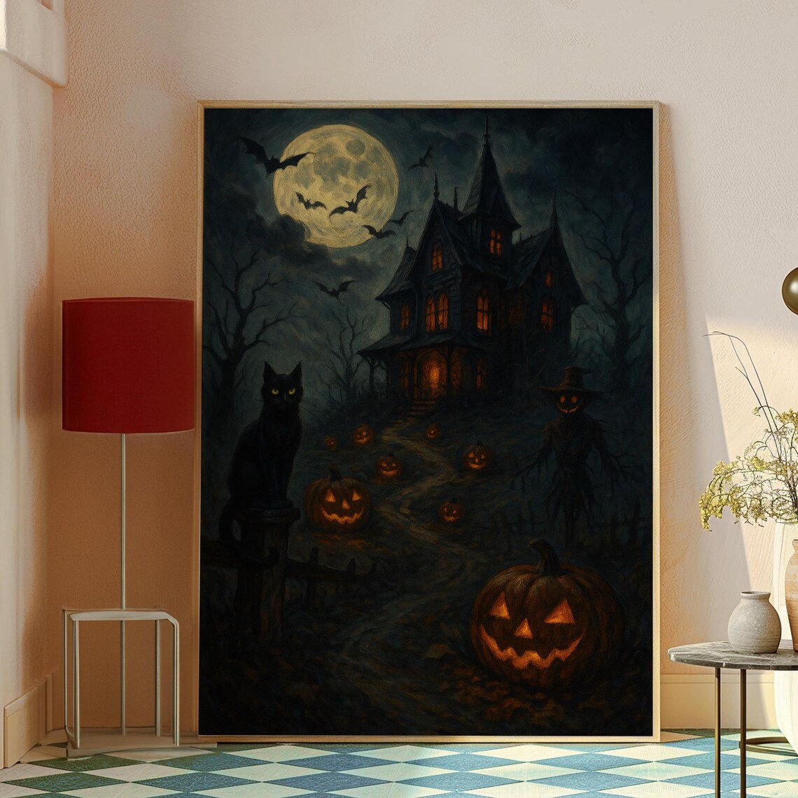 Halloween Haunted House, Spooky Poster Print
