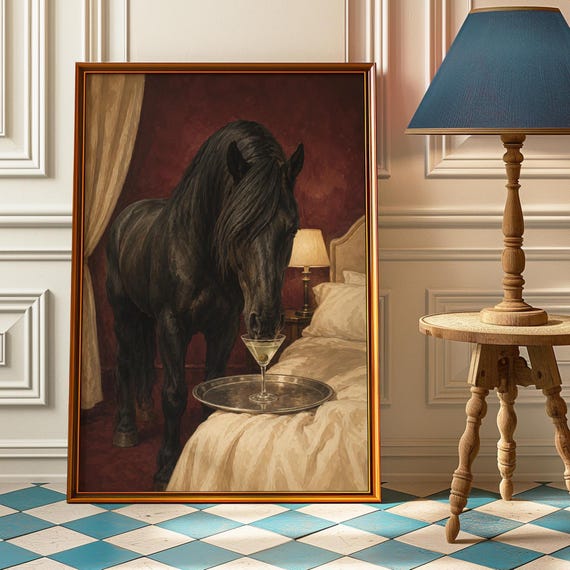 Black Horse Martini Poster Bedroom Wall Art Vintage Cocktail Print Western Lounge Bar Cart Decor