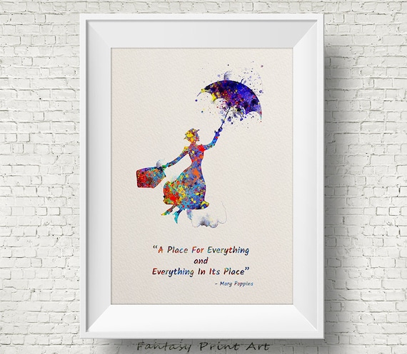 Mary Poppins A Place For Everything Watercolor Art Print