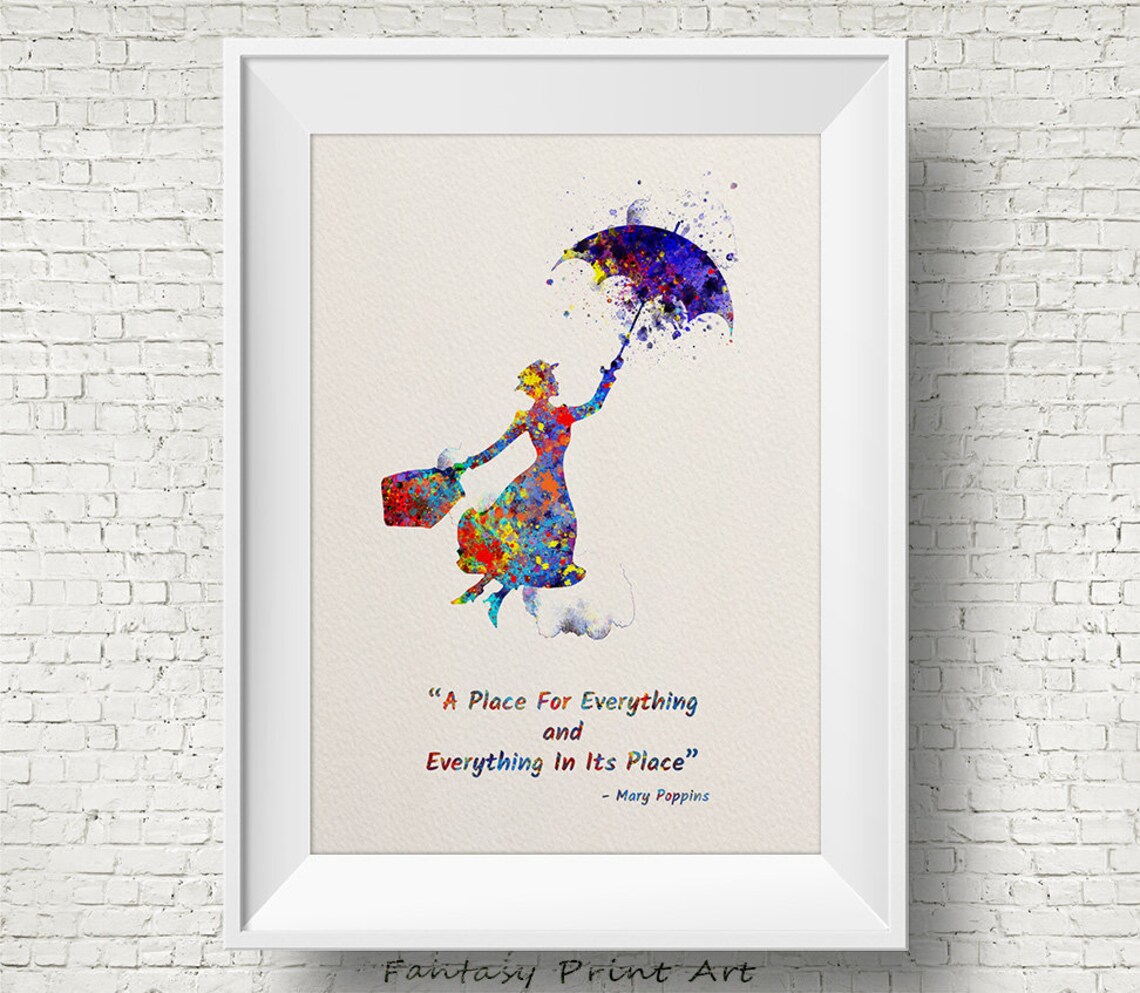 Mary Poppins A Place For Everything Watercolor Art Print
