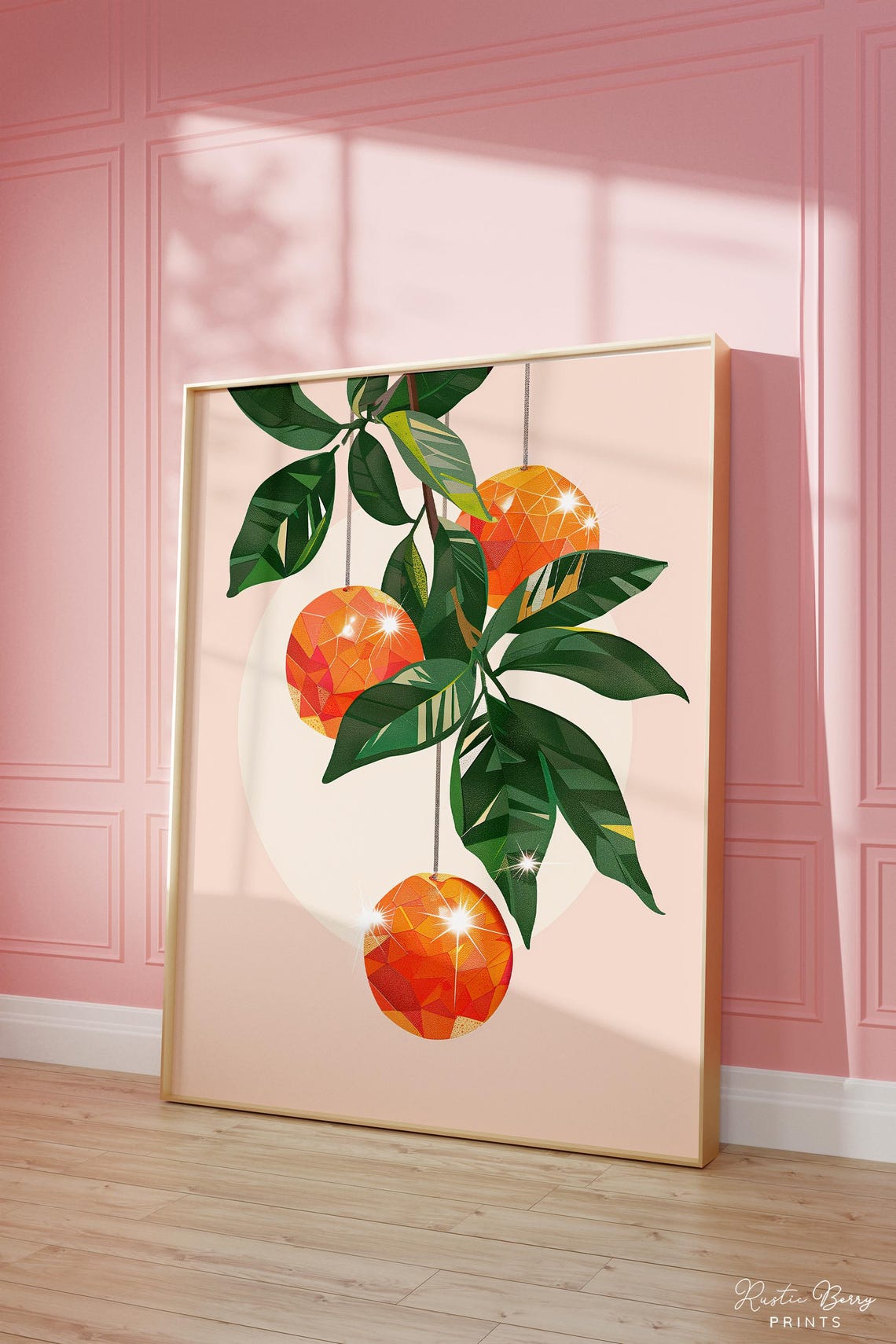 Disco Ball Oranges Citrus Branch Sparkling Maximalist Kitchen Poster