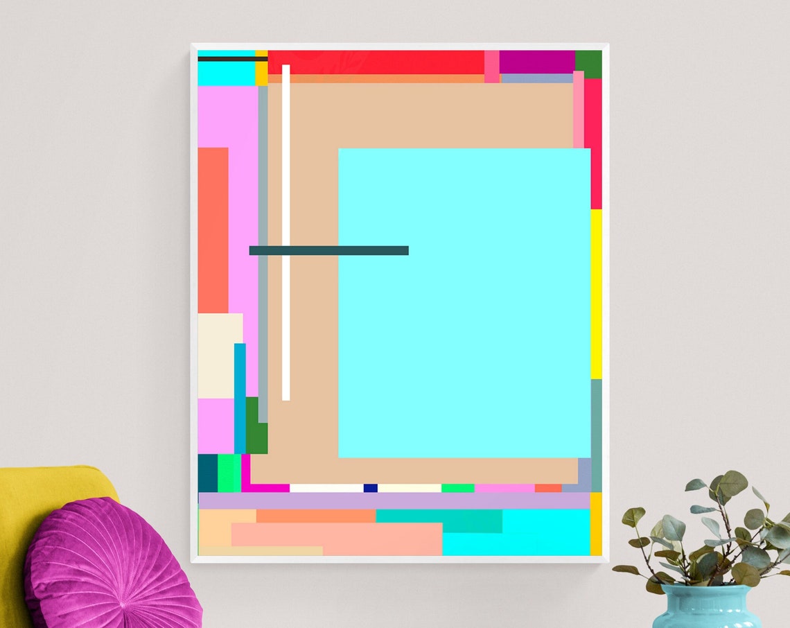 Light Blue Abstract Art Minimalist Wall Art Abstract Painting Geometric Modern Instant Wall Decor - Image 5