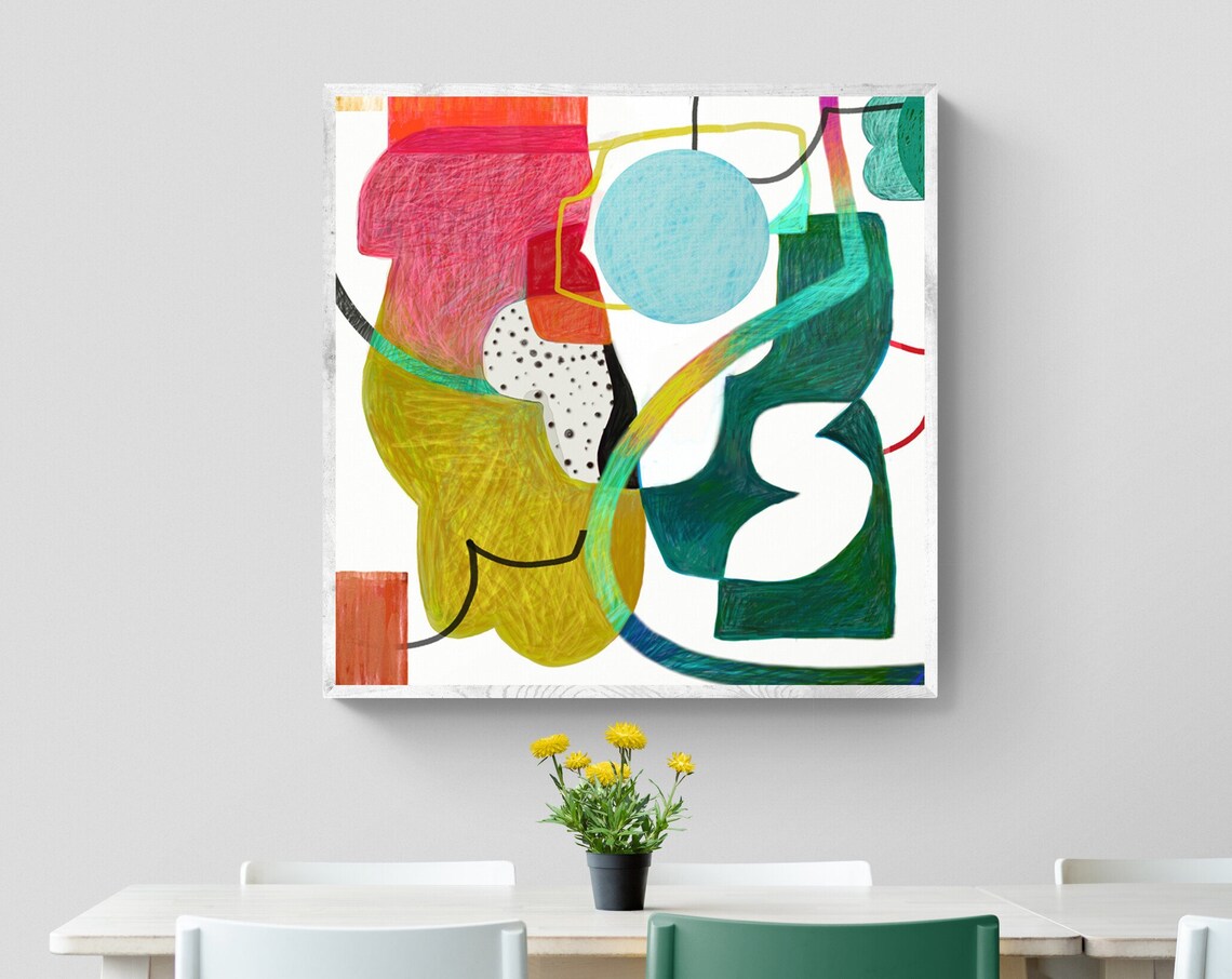 Modern Abstract Painting, Colorful Wall Art Print