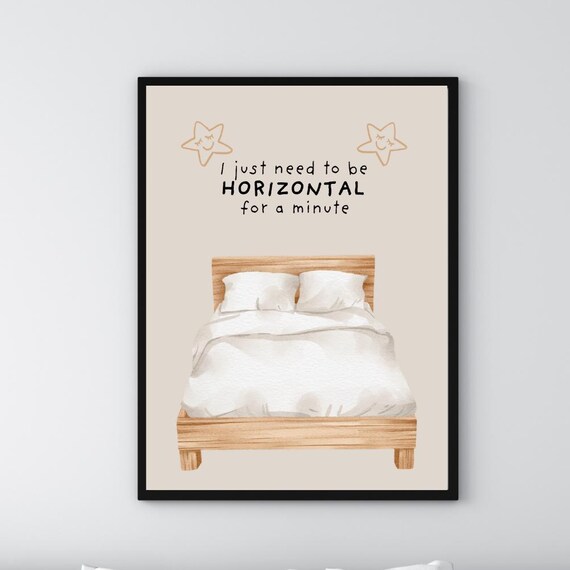 Whimsical Sleep Quote Bedroom Poster with Watercolor Bed and Stars