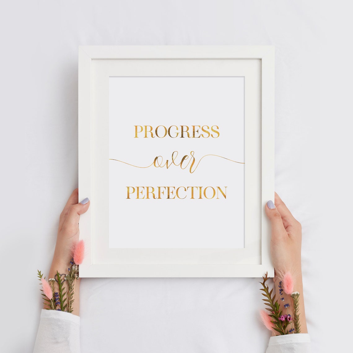 Progress Over Perfection Gold Foil Style Office Wall Decor Poster - Image 3