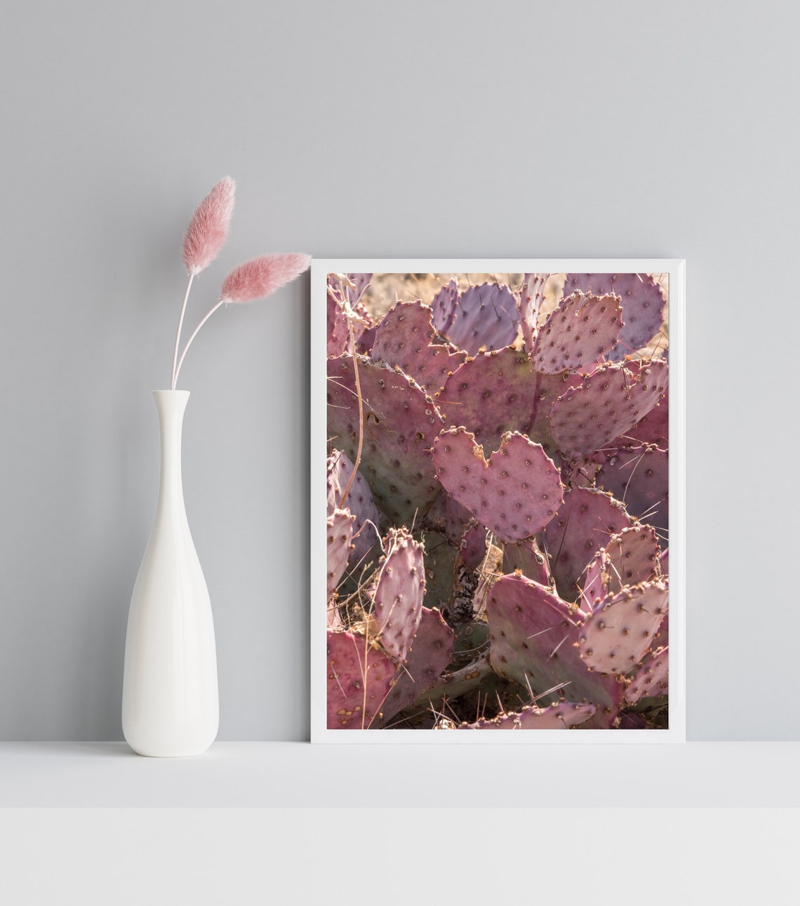 Purple Prickly Pear Cactus Close Up Desert Botanical Art Poster