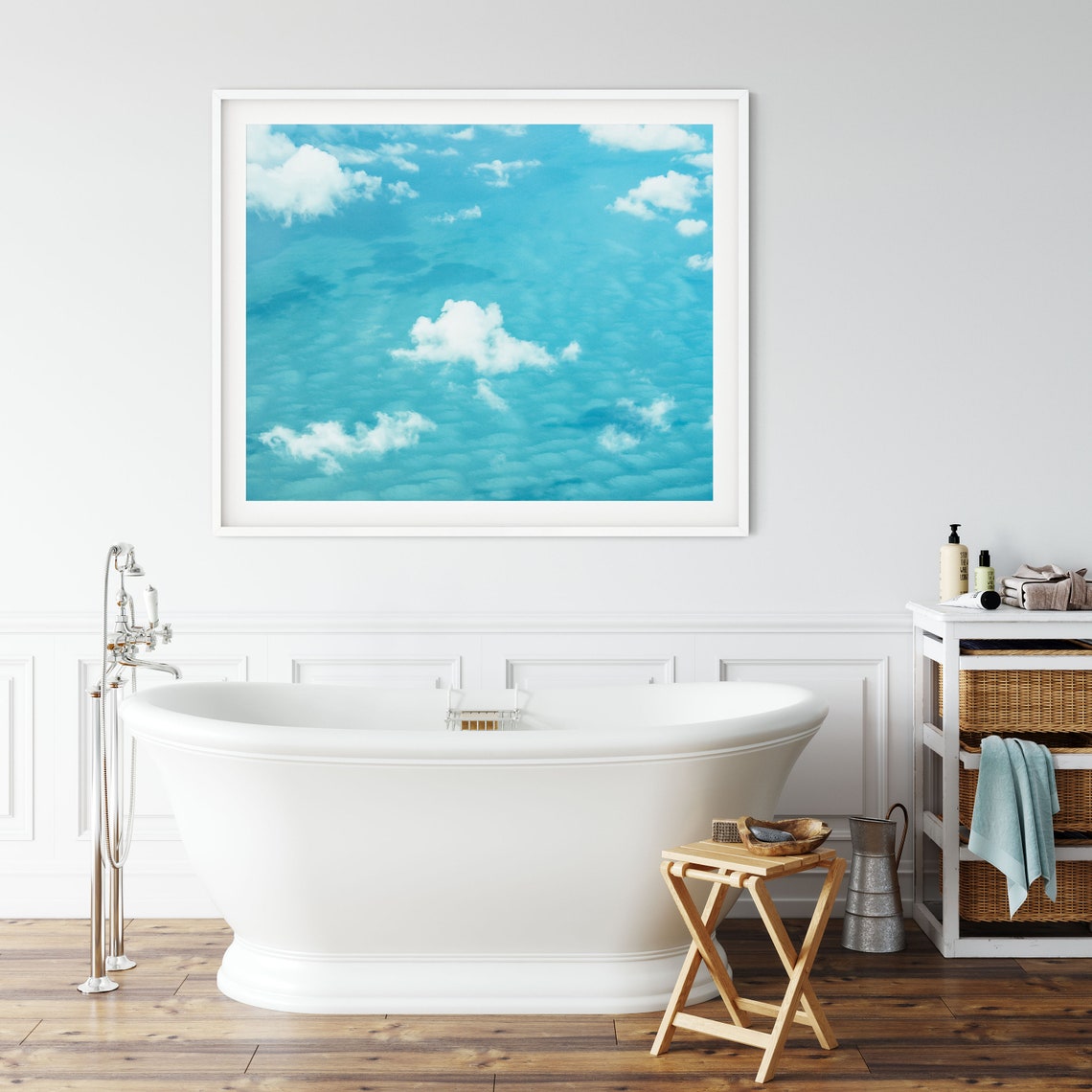 Puffy White Clouds Floating Over a Turquoise Blue Sea Poster - Image 3