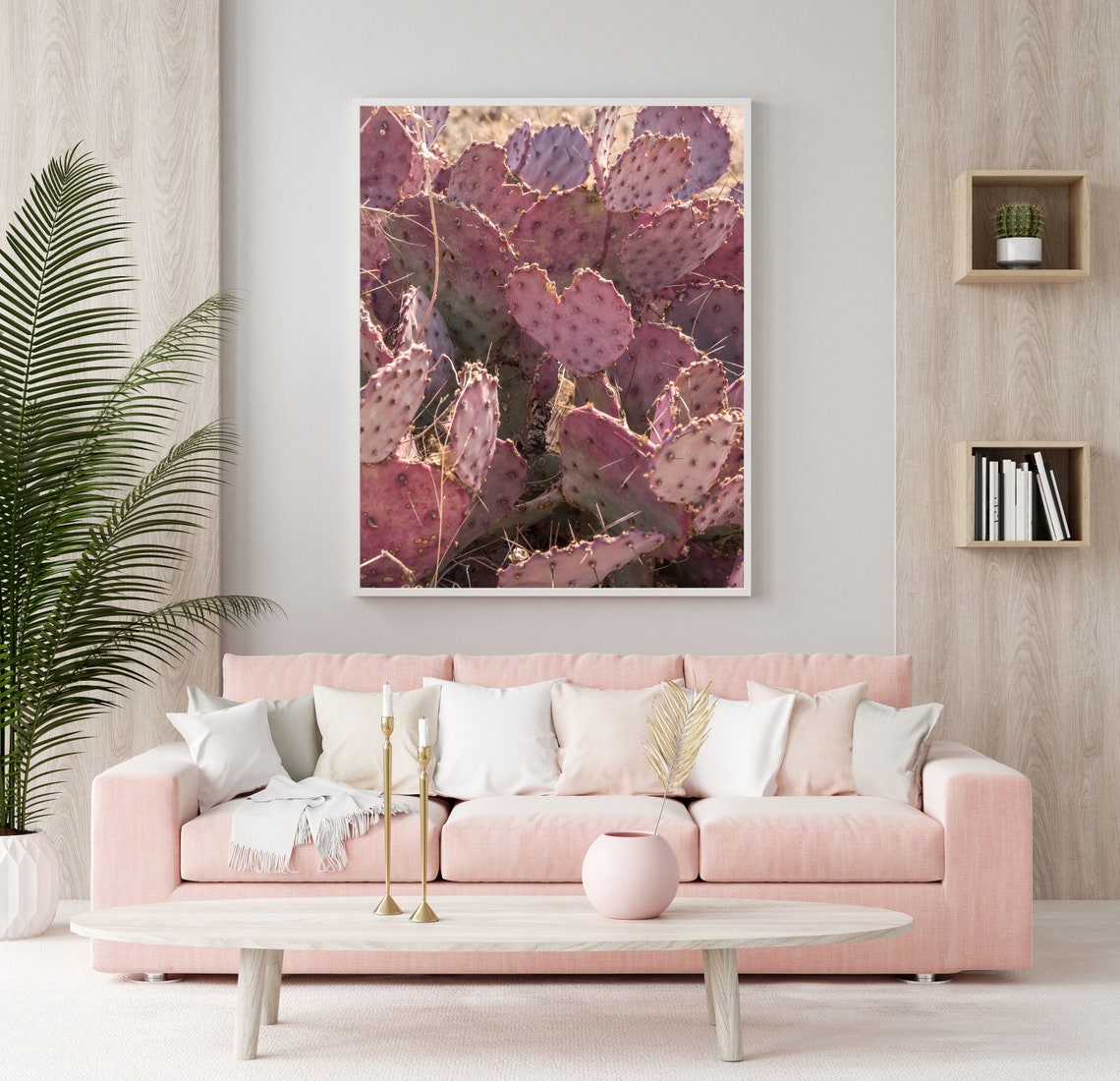 Purple Prickly Pear Cactus Close Up Desert Botanical Art Poster - Image 2