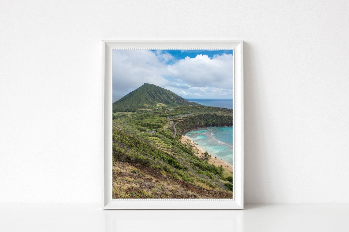 Volcanic Crater Mountain Overlooking a Turquoise Beach Bay Poster - Image 3