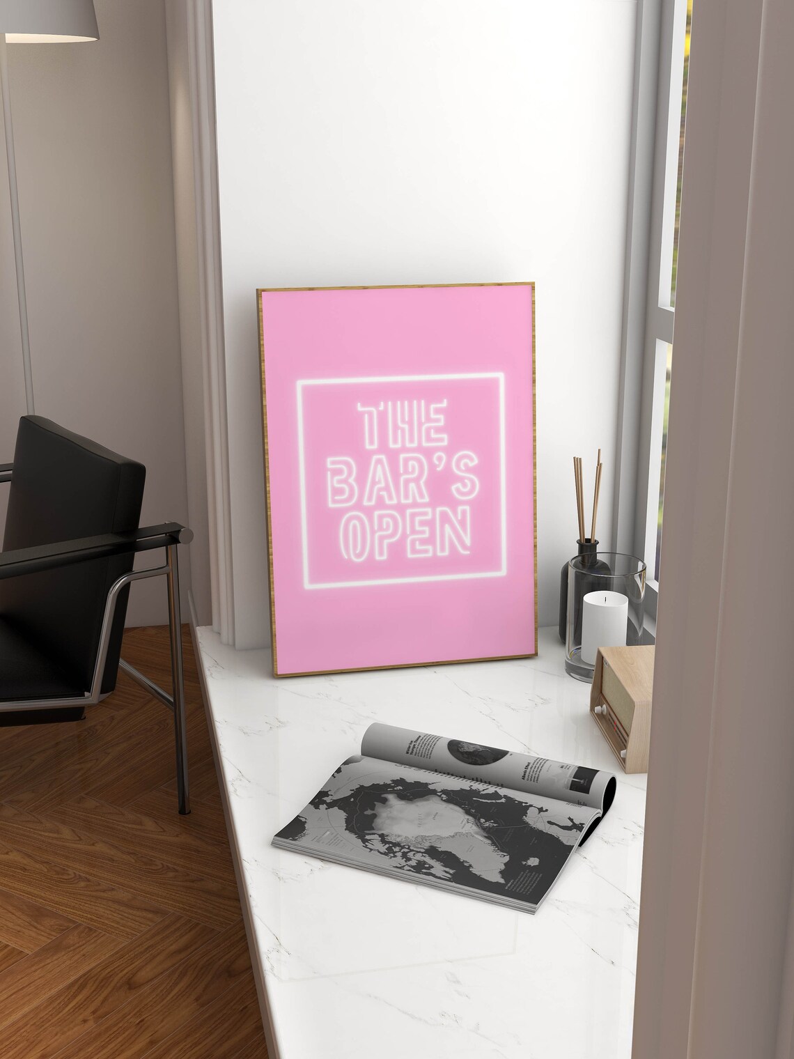 The Bars Open Bar Cart Sign, Preppy Y2K Art Print - Image 2