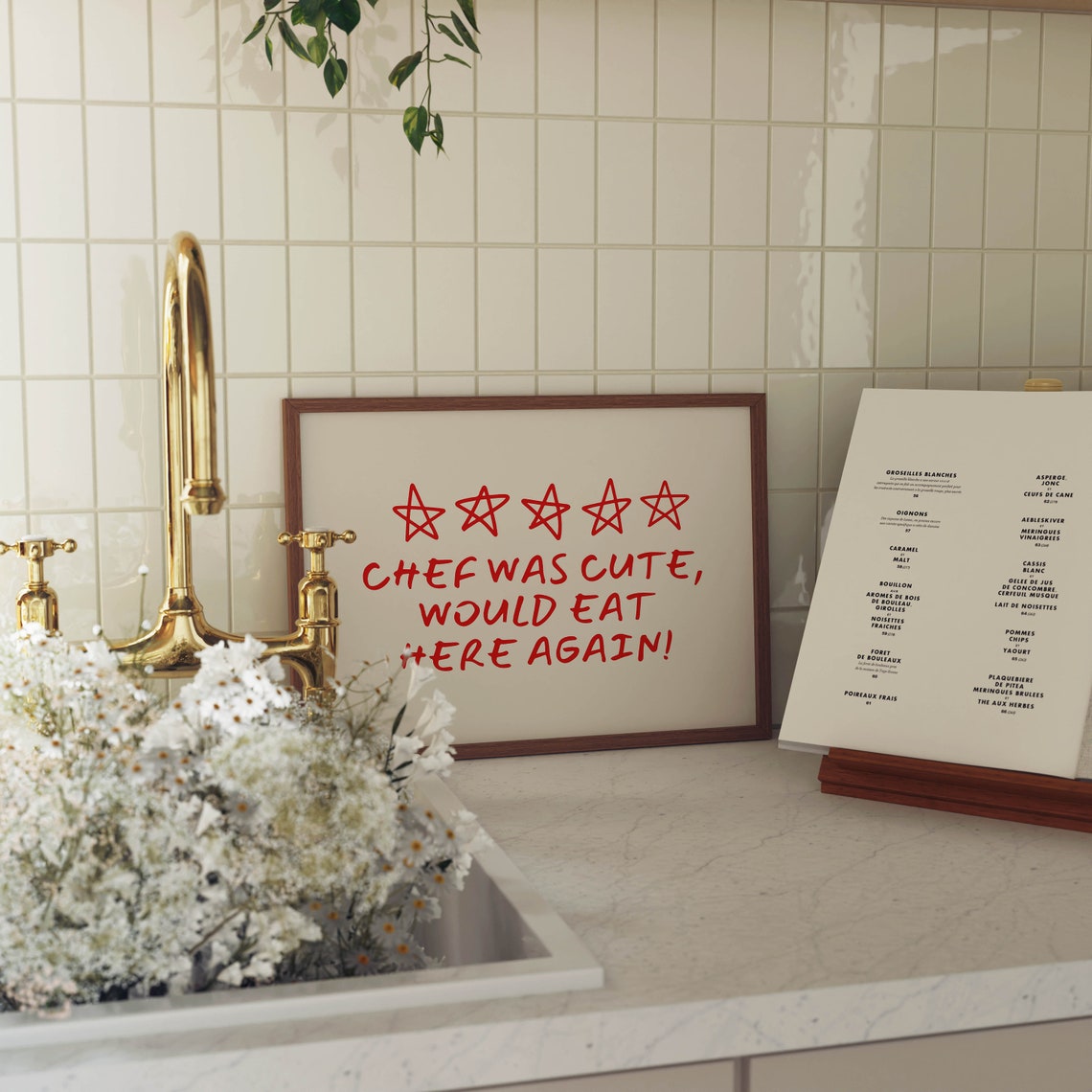 Chef Was Cute Would Eat Here Again Red Star Kitchen Quote Poster - Image 2