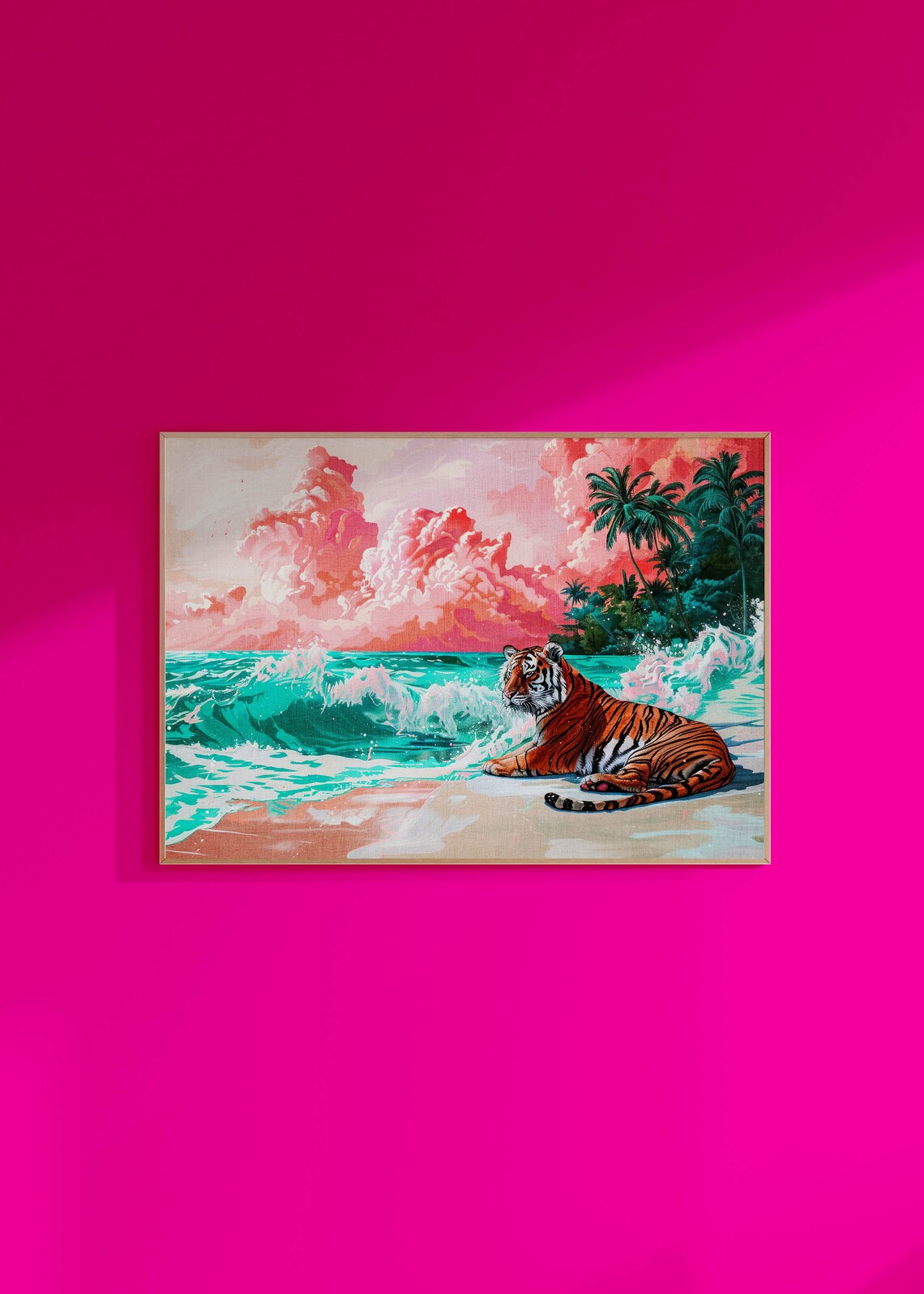 Tiger Beach Maximalist Tropical Wall Art Print - Image 2