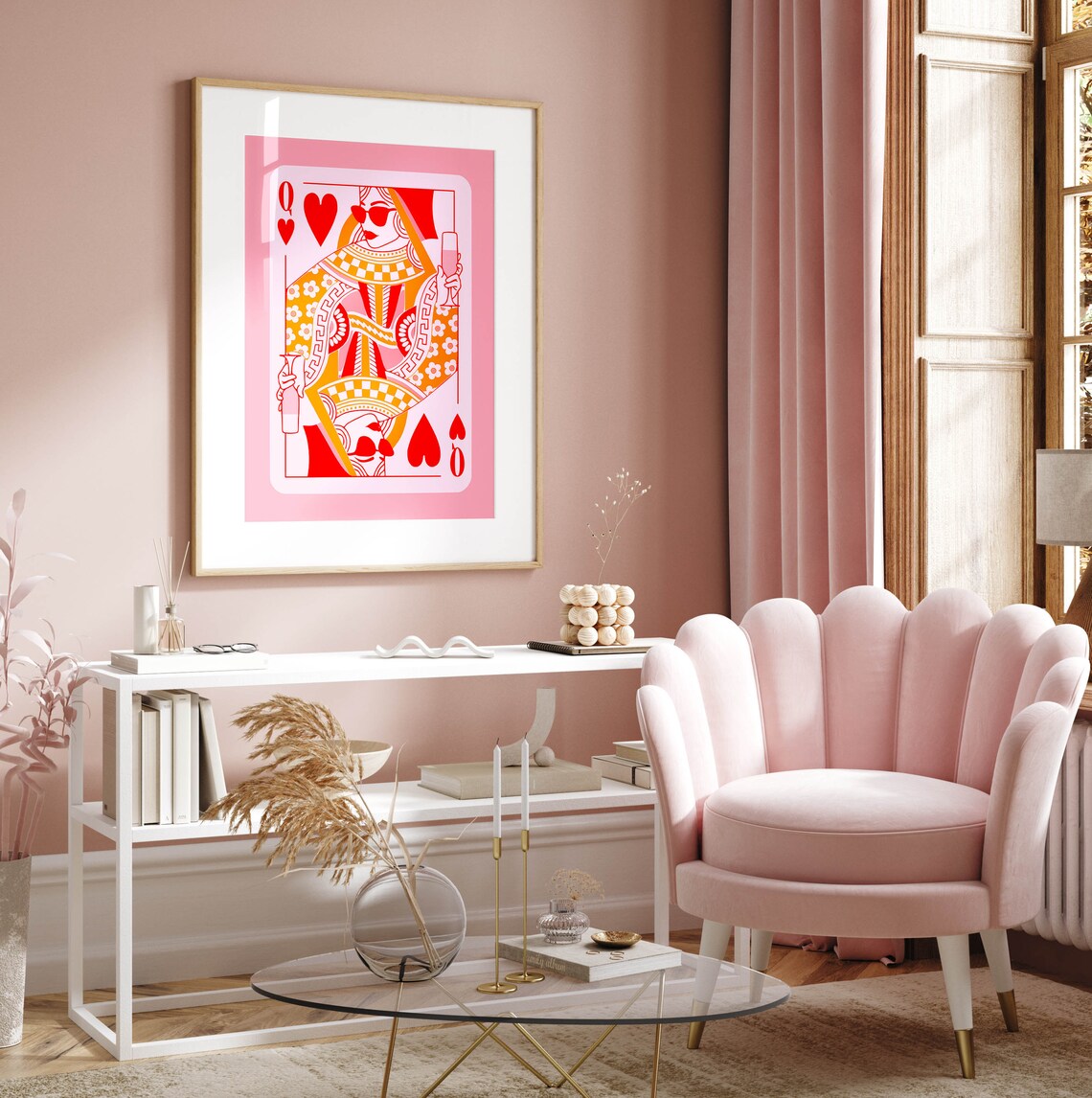 Queen Of Hearts Champagne Poster, Maximalist Decor - Image 3
