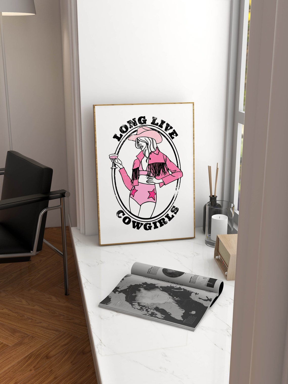 Cowgirl Western Art Trendy Retro Wall Art Print College Apartment Decor Bar Cart Print Cowgirl Art Print Western Decor - Image 3