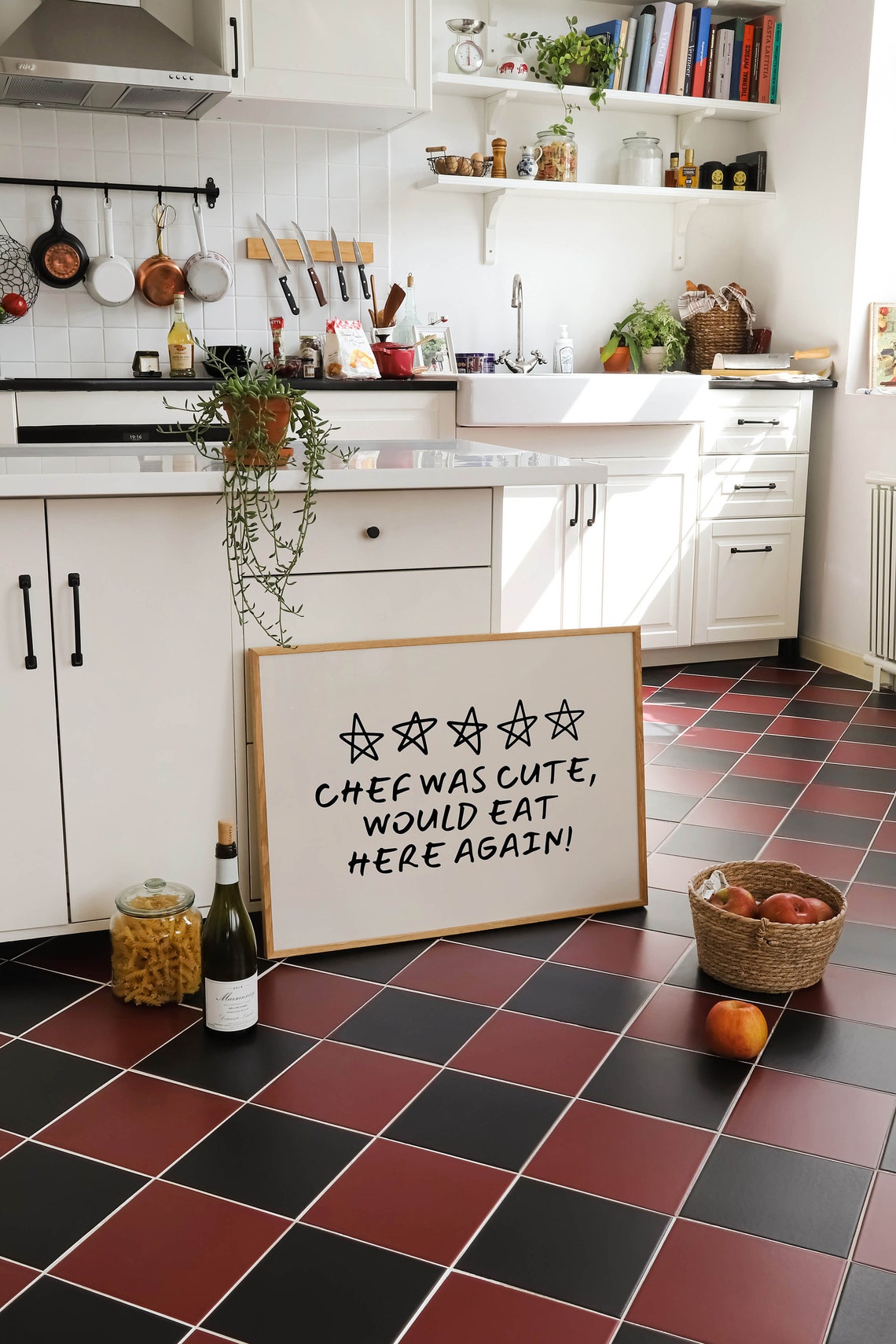 Chef Was Cute Funny Kitchen Art Aesthetic Poster Apartment Decor Neutral Wall Art Trendy Kitchen Decor Horizontal Print Kitchen Accessories - Image 2