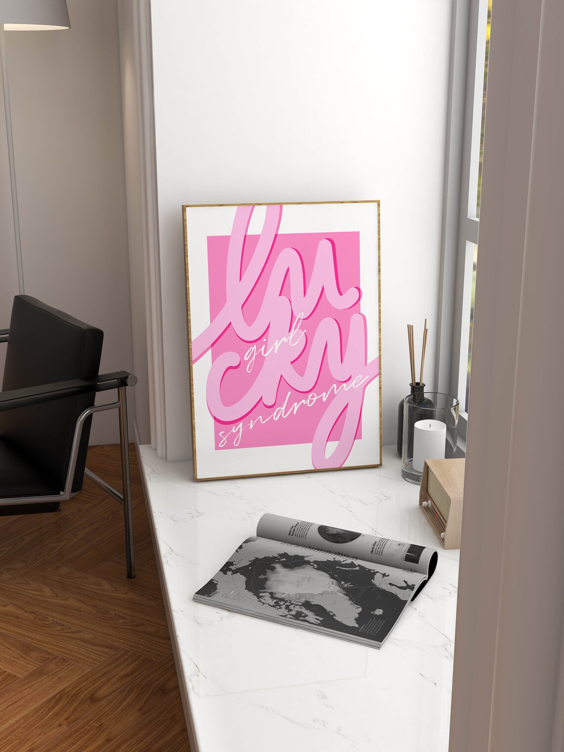 Lucky Girl Syndrome Pink Retro Typography Trendy Y2K Girls Poster - Image 2