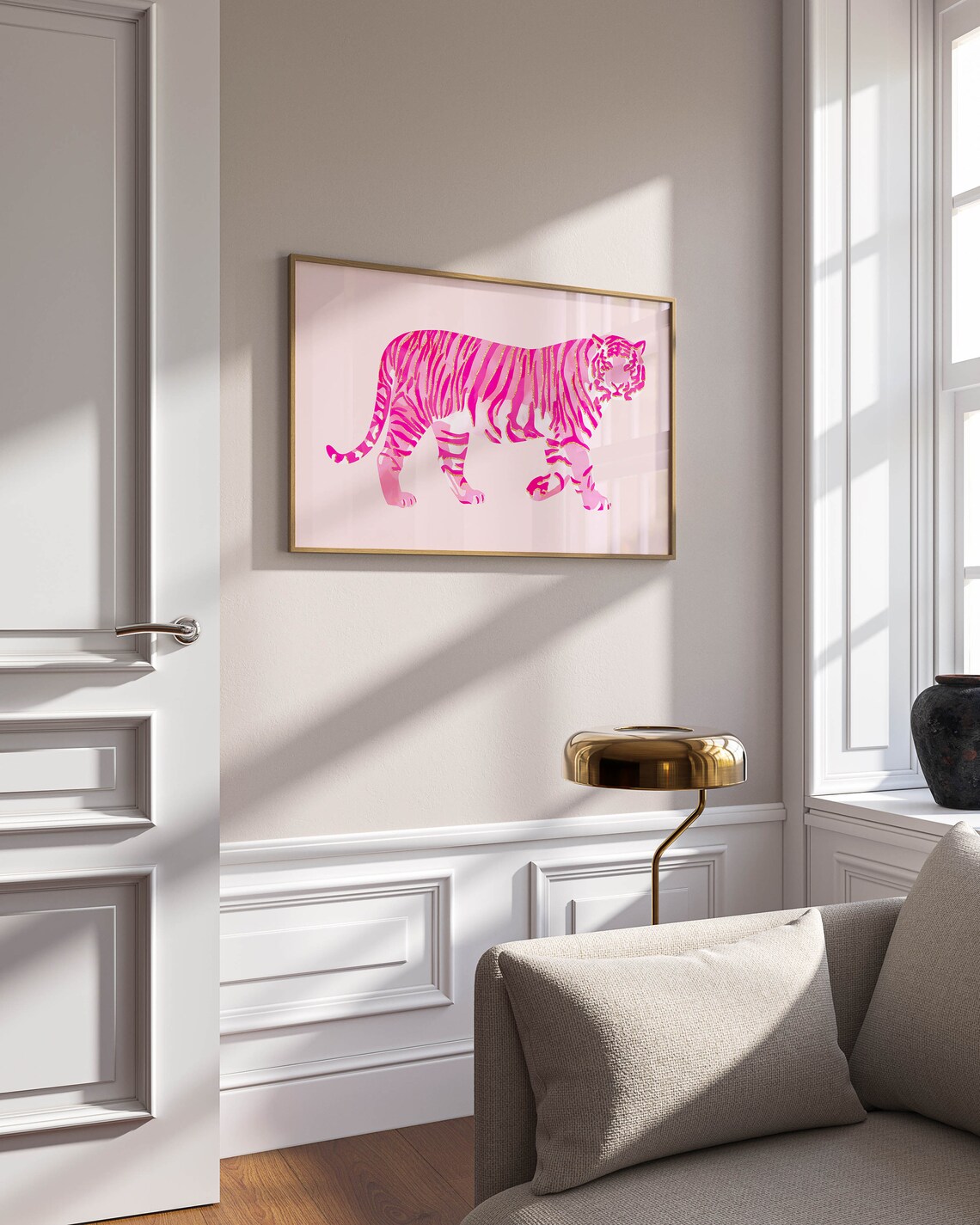 Pink Tiger Preppy Art Print, Dorm Room Decor - Image 3