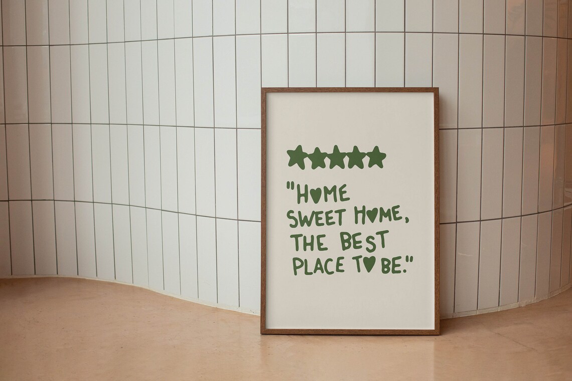 Home Sweet Home Best Place To Be Sage Green Typography Quote Art Print - Image 2