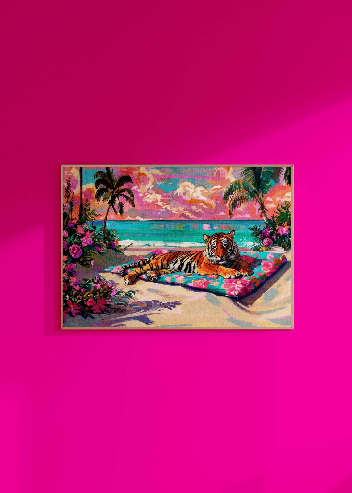 Tiger Beach Print, Maximalist Tropical Wall Art - Image 2