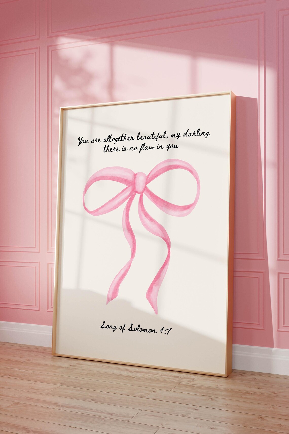 Scripture Pink Print, Bow Wall Decor Art Print - Image 2