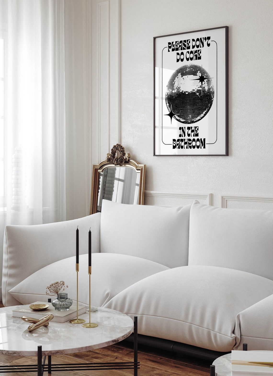 Please Don't Do Coke In The Bathroom Disco Ball Party Wall Poster - Image 2