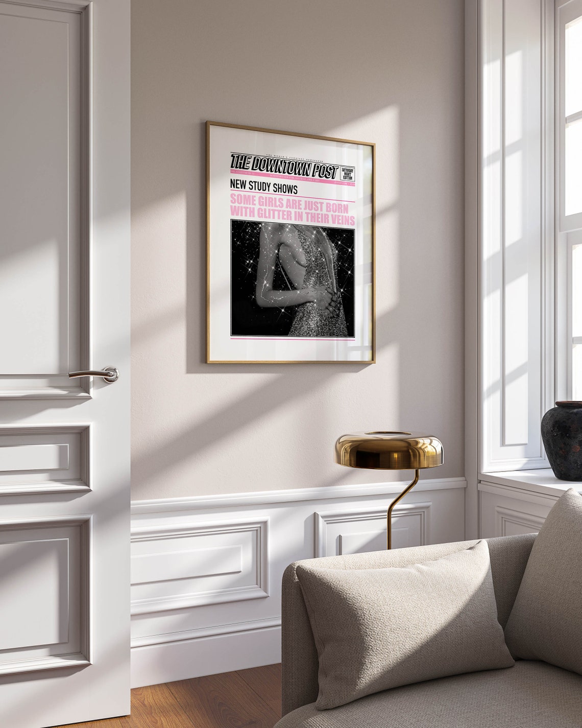 Born With Glitter In Their Veins Funny Newspaper Quote Art Print - Image 2