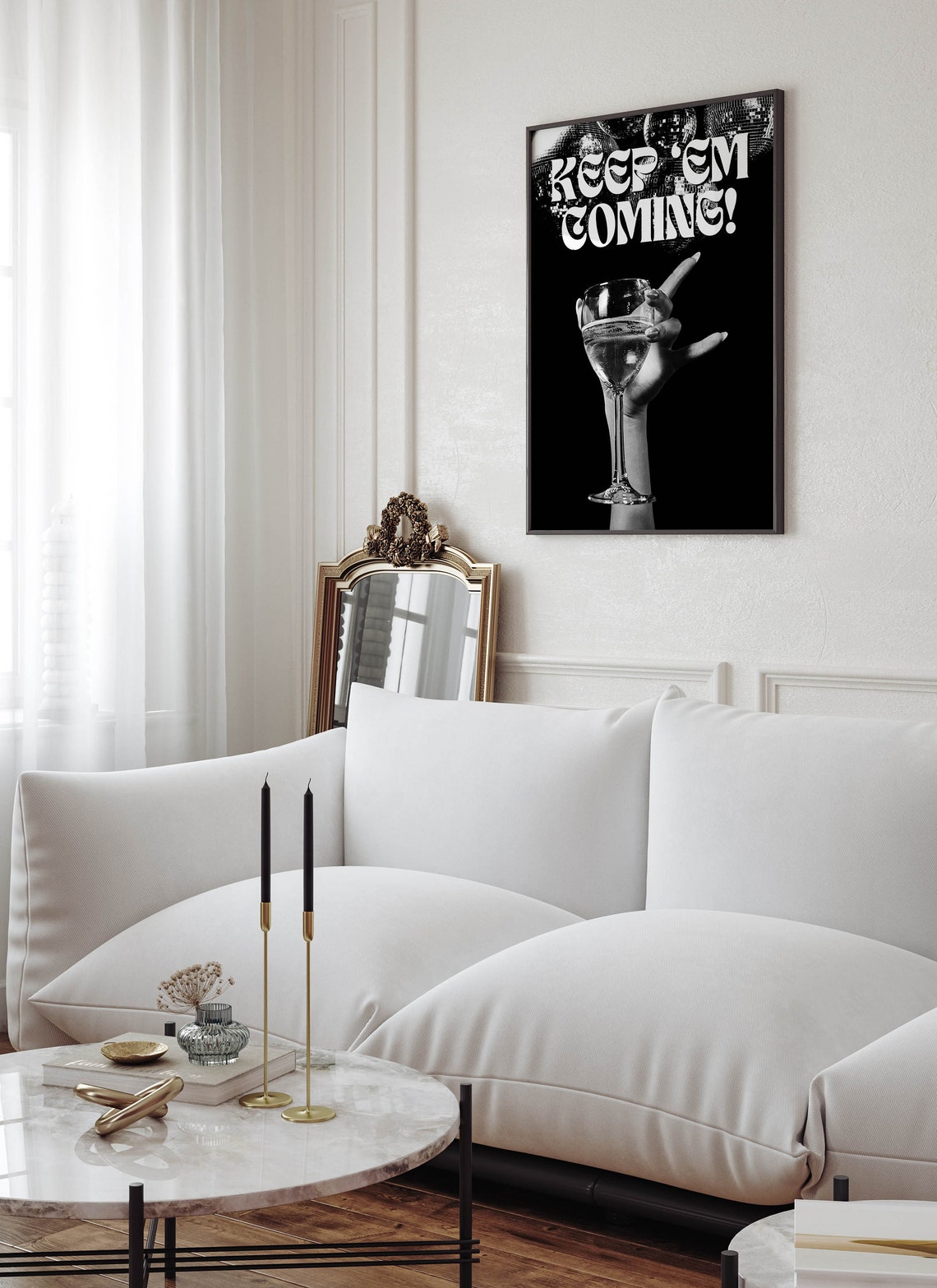 Keep Em Coming Disco Balls Martini Retro Bar Cart Party Wall Art - Image 2