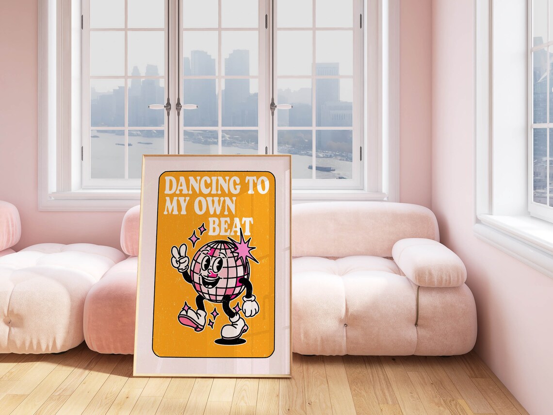 70s Groovy Retro Art Print, Disco Ball Poster - Image 3