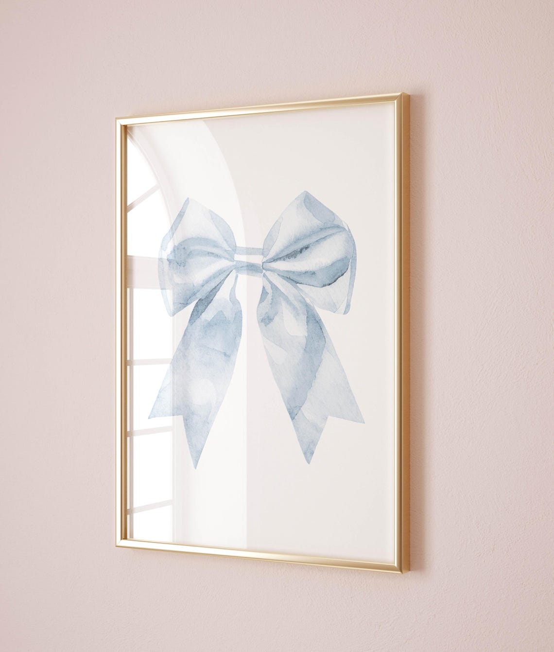 Large Elegant Light Blue Watercolor Bow Coquette Preppy Wall Art - Image 2