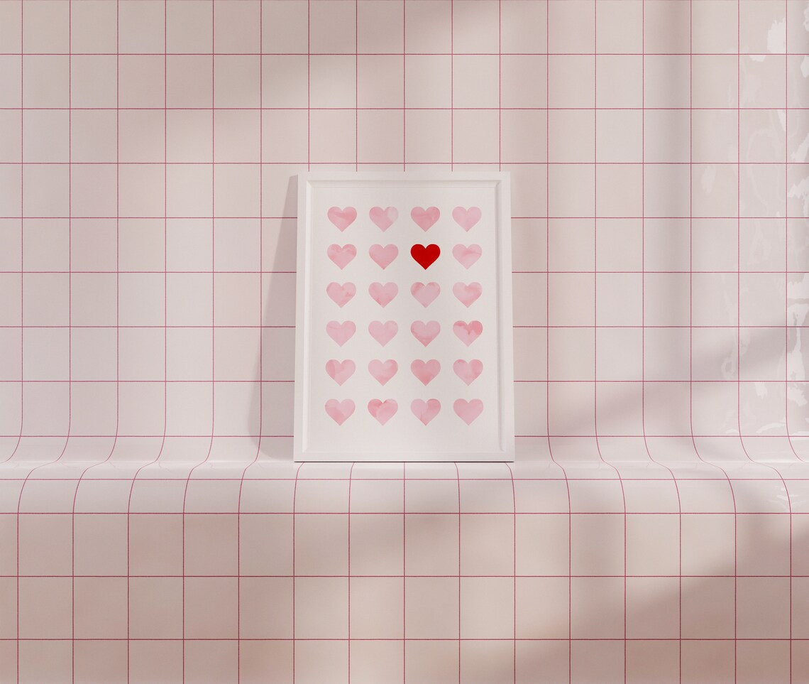 Hearts Valentine’s Day Decor Minimalist Wall Art - Image 2