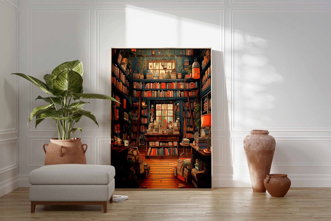 Vintage Book Store Poster, Reading Gift Art Print - Image 2