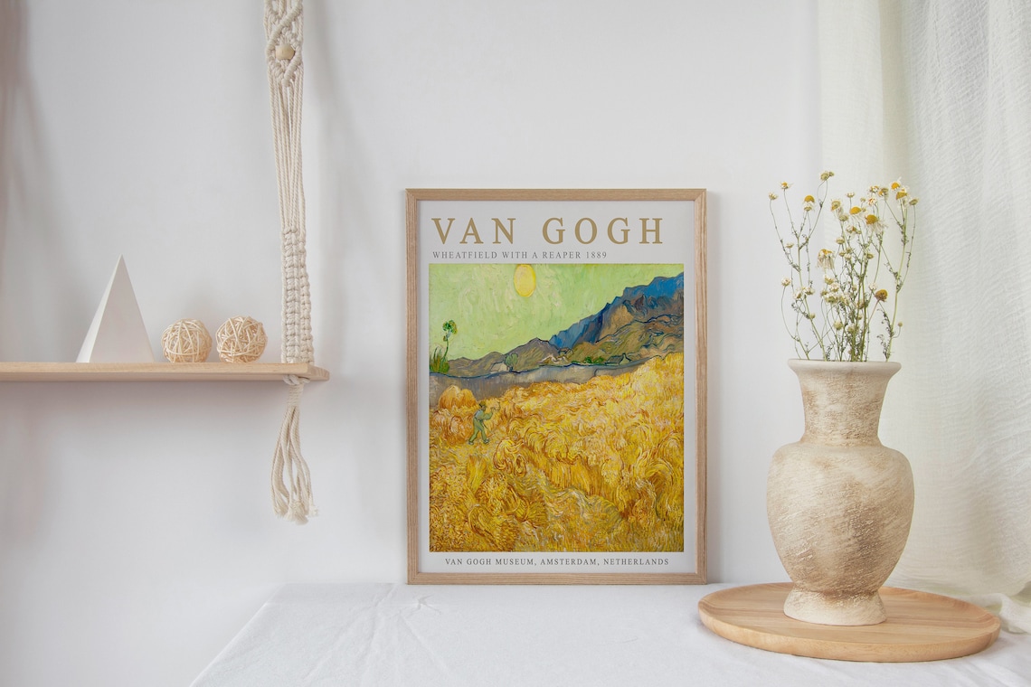 Wheatfield With A Reaper, Van Gogh Art Print - Image 2