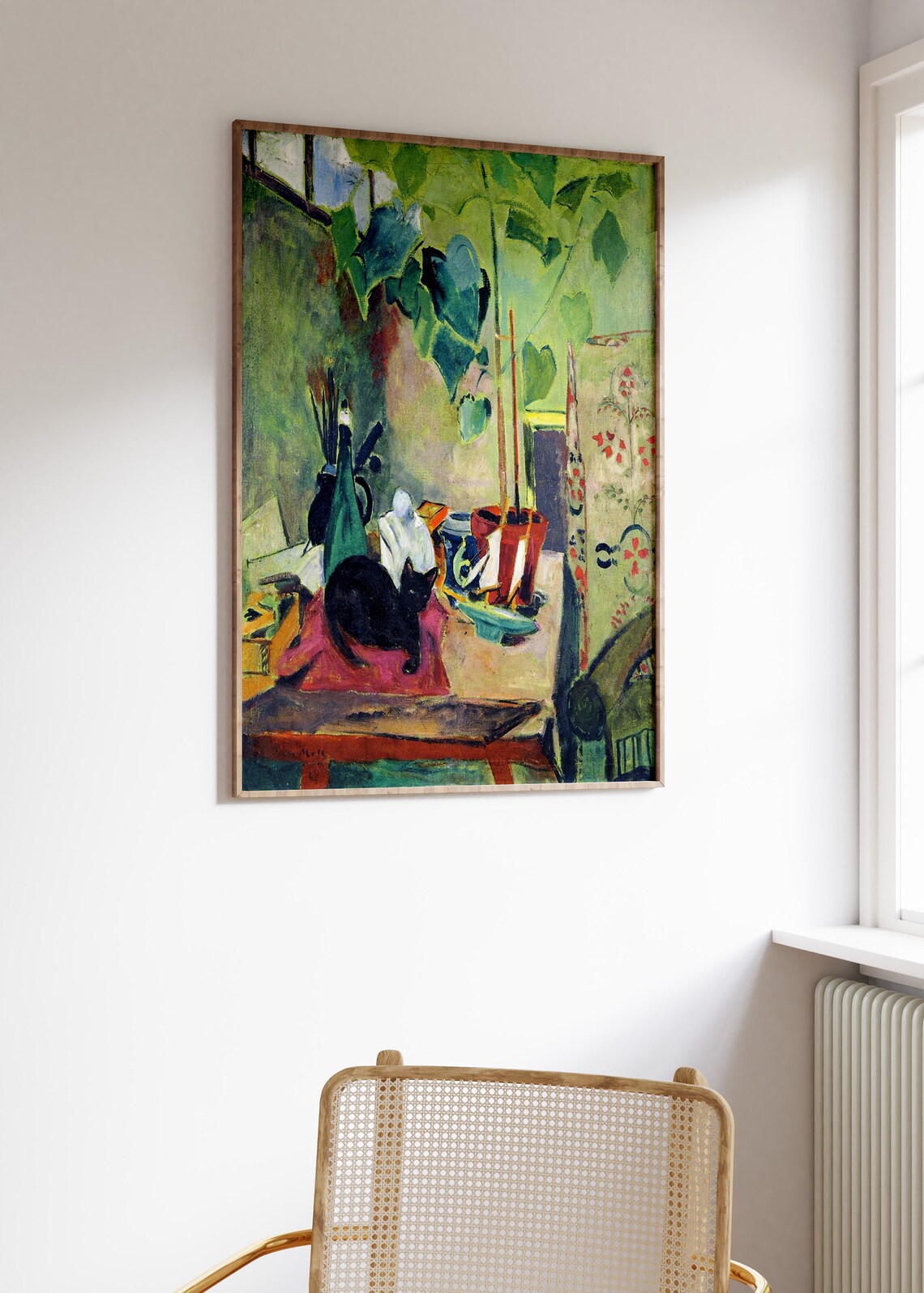 Oskar Moll Cat With House Plant, Fauvist Print - Image 3