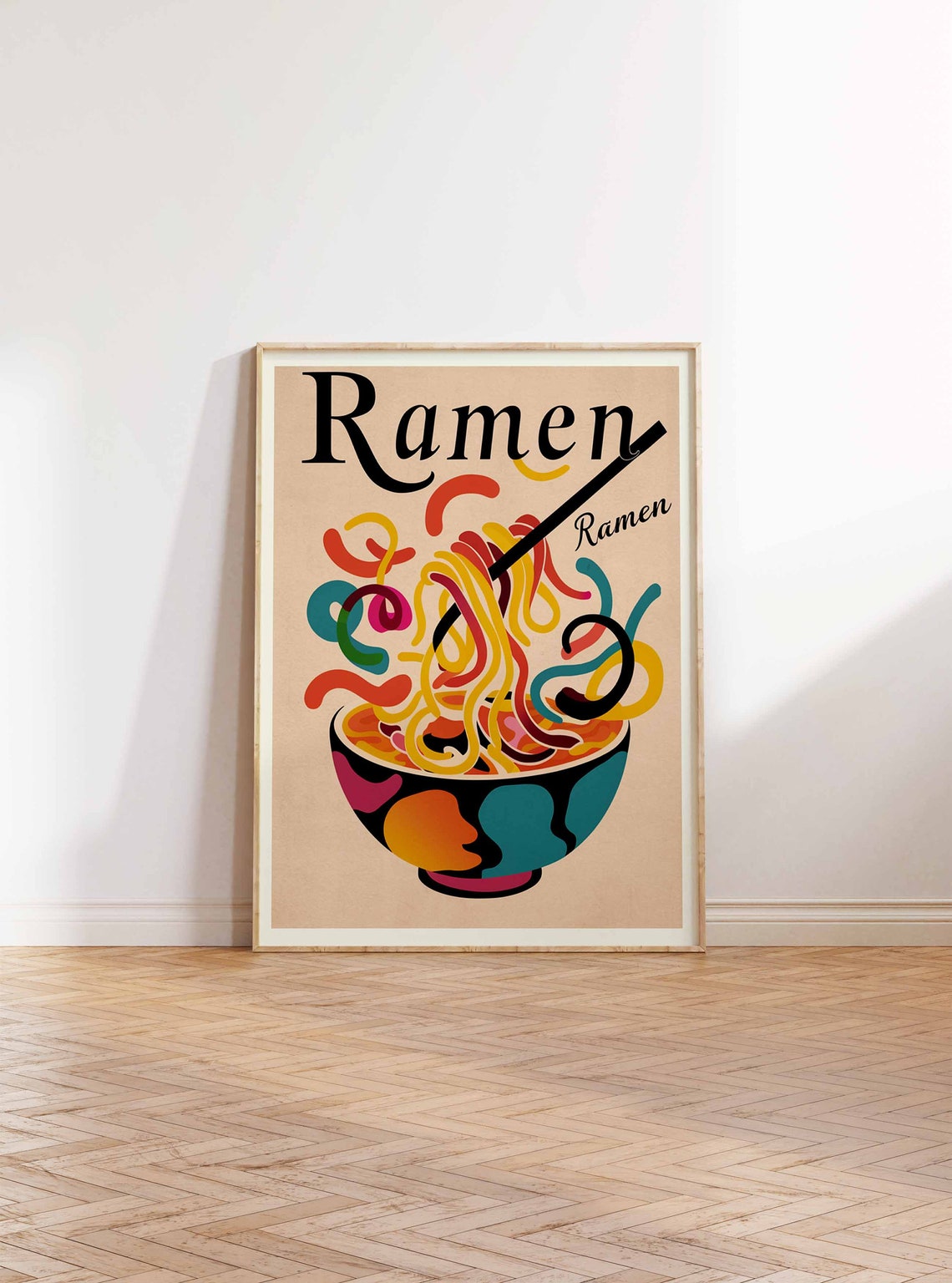 Ramen Noodle Bowl Retro Pop Art Swirling Colorful Kitchen Poster - Image 2