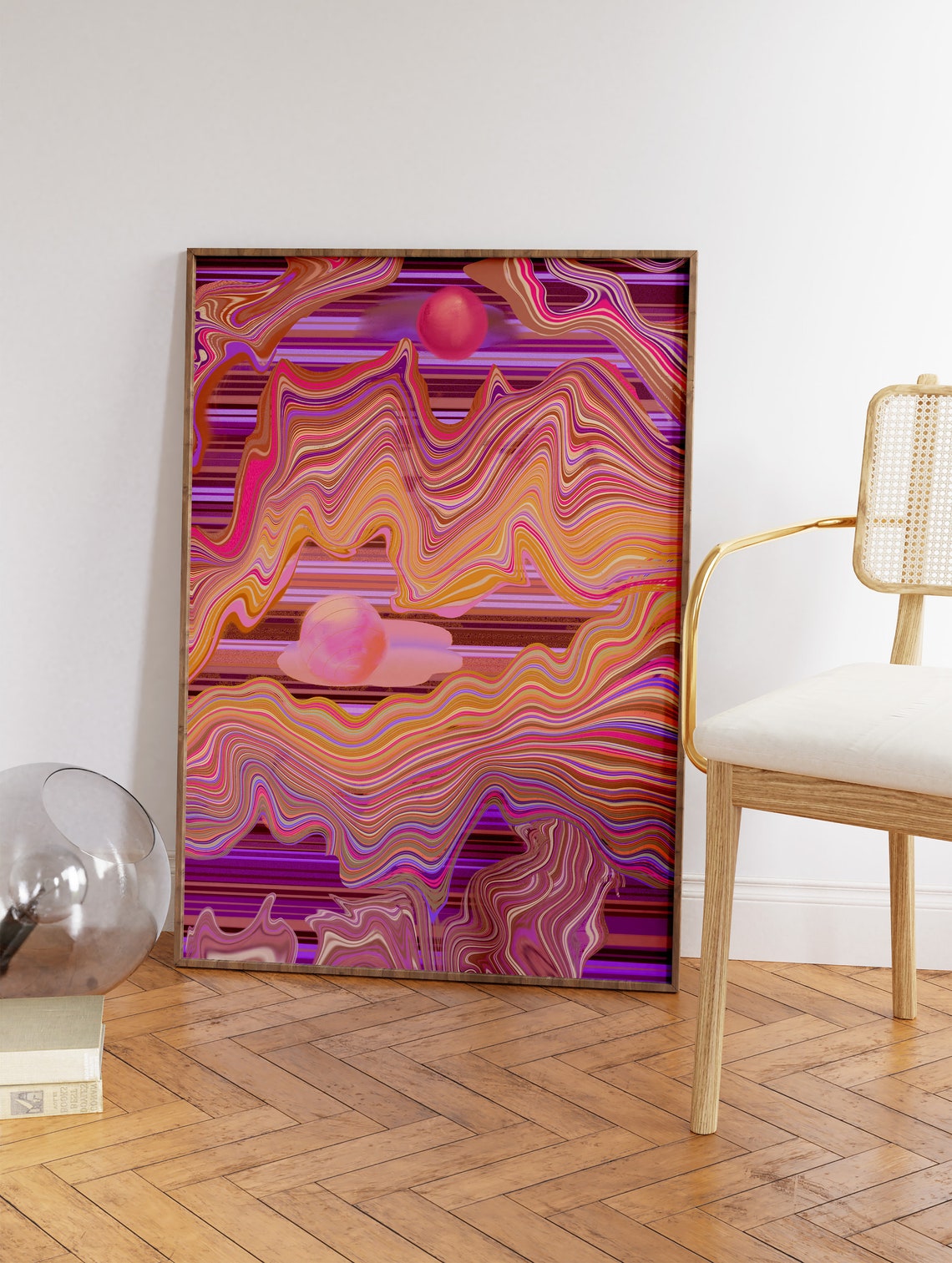 70s Psychedelic Swirl Art Retro Sun Planet Wall Decor Poster - Image 3