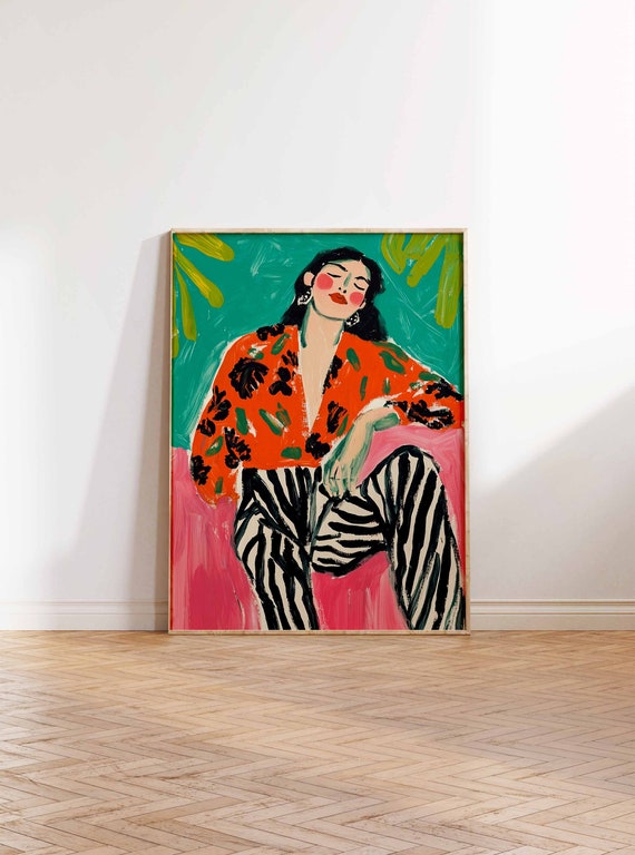 Retro Poster Woman Print 70s Poster Vintage Poster Psychedelic Art Trippy Art Boho Wall Art 70s Wall Print Trendy Poster