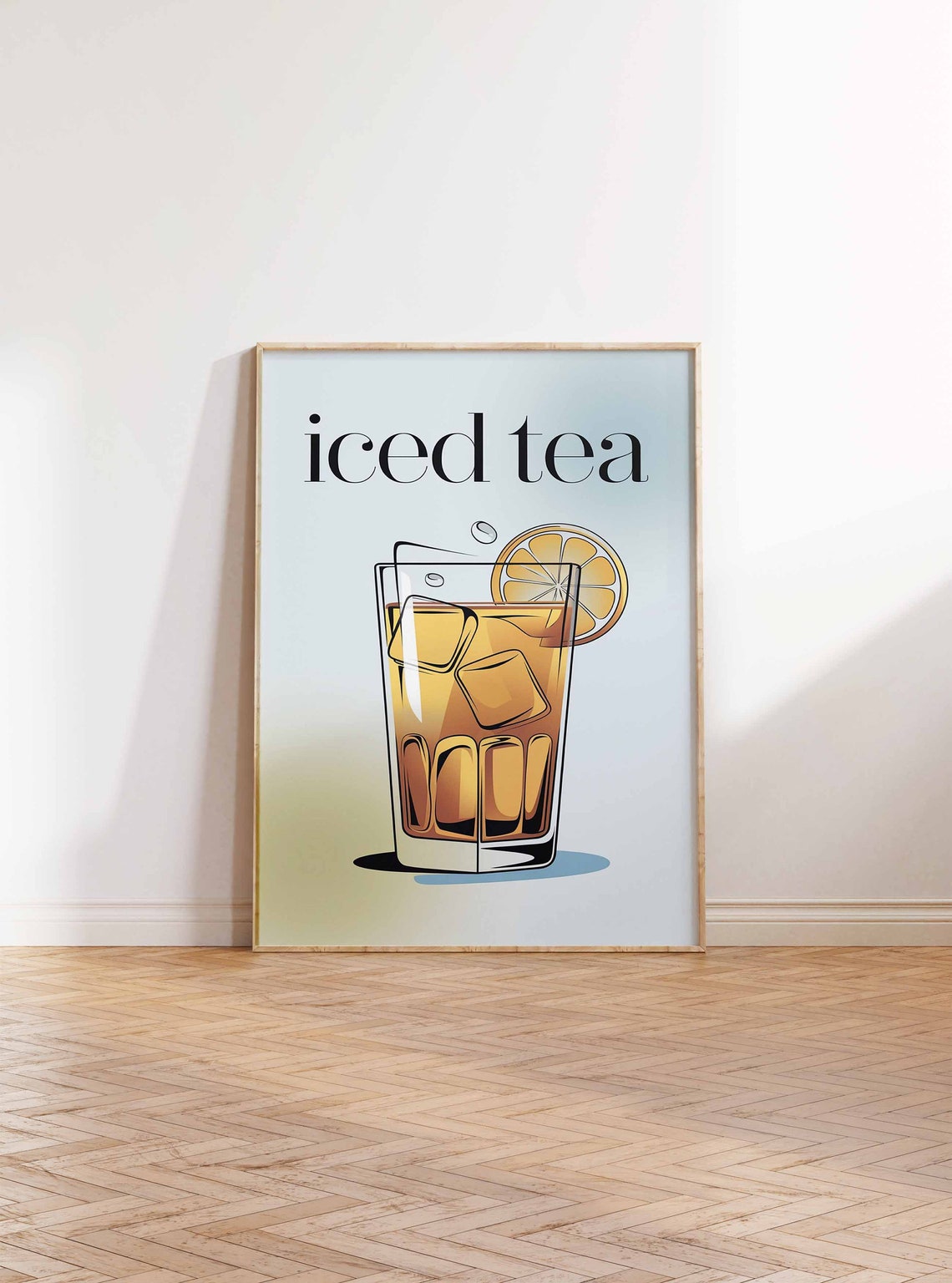 Minimal Iced Tea Elegant Serif Lemon Gradient Glass Kitchen Poster - Image 2