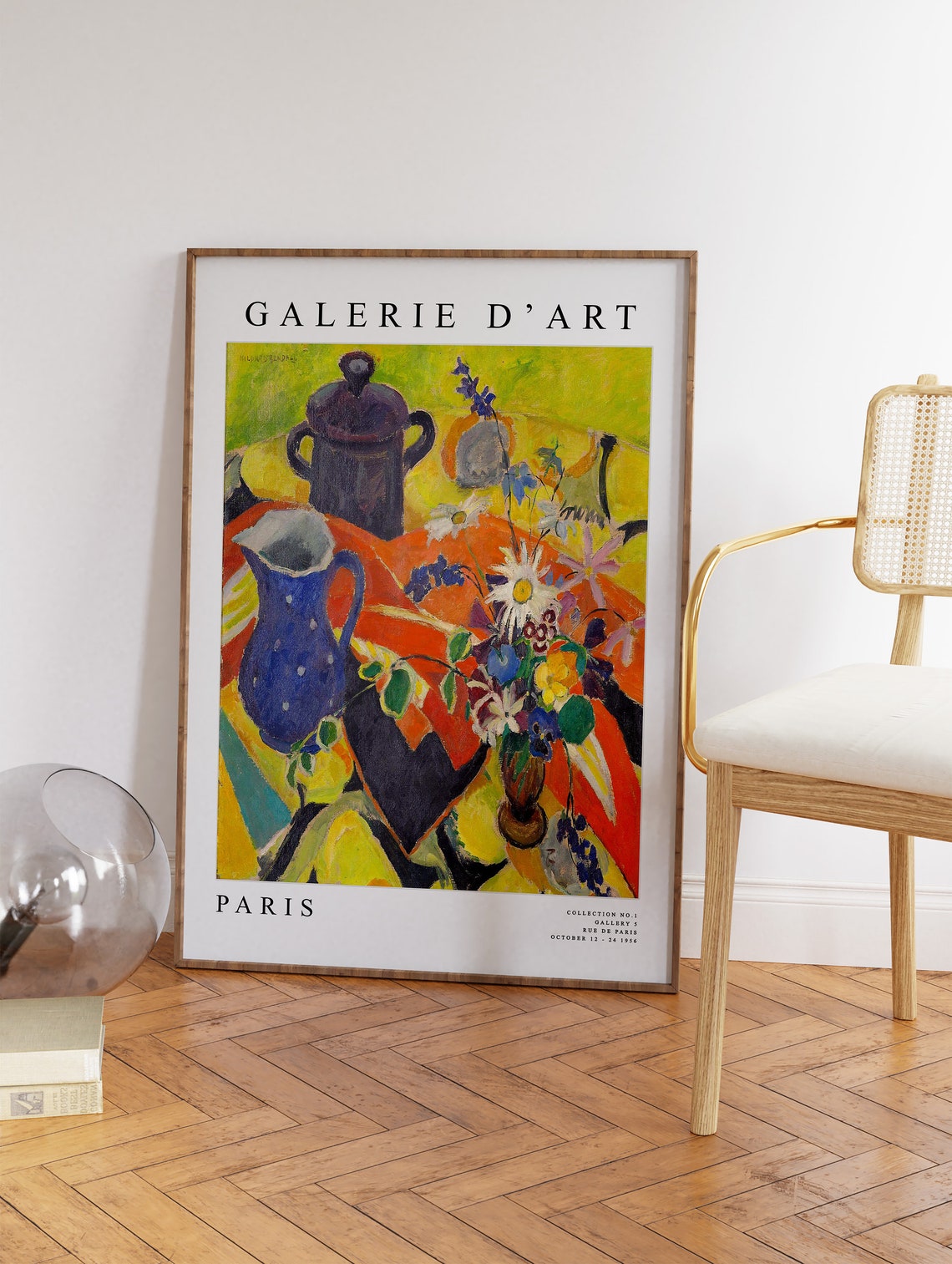 French Blue Jug Still Life Galerie dArt Paris Exhibition Poster - Image 3