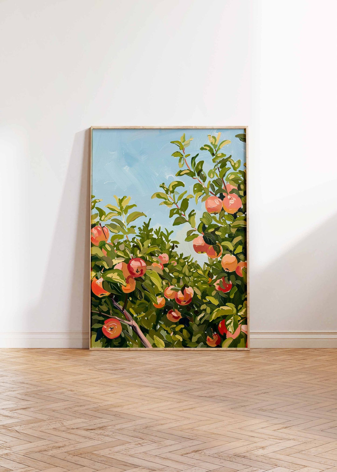 Ripe Red Apples Heavy Branches Blue Sky Close Up Orchard Art Poster - Image 2