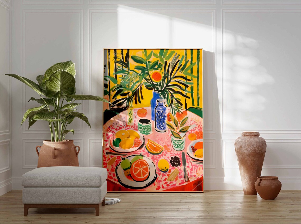 Vibrant Fauvist Fruit Still Life Oranges Lemons Table Poster - Image 2